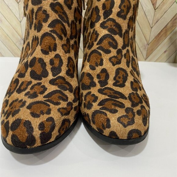 Style & Co Leopard Print Faux Suede High Heel Ankle Boots With Side Zipp Closure - Picture 5 of 13